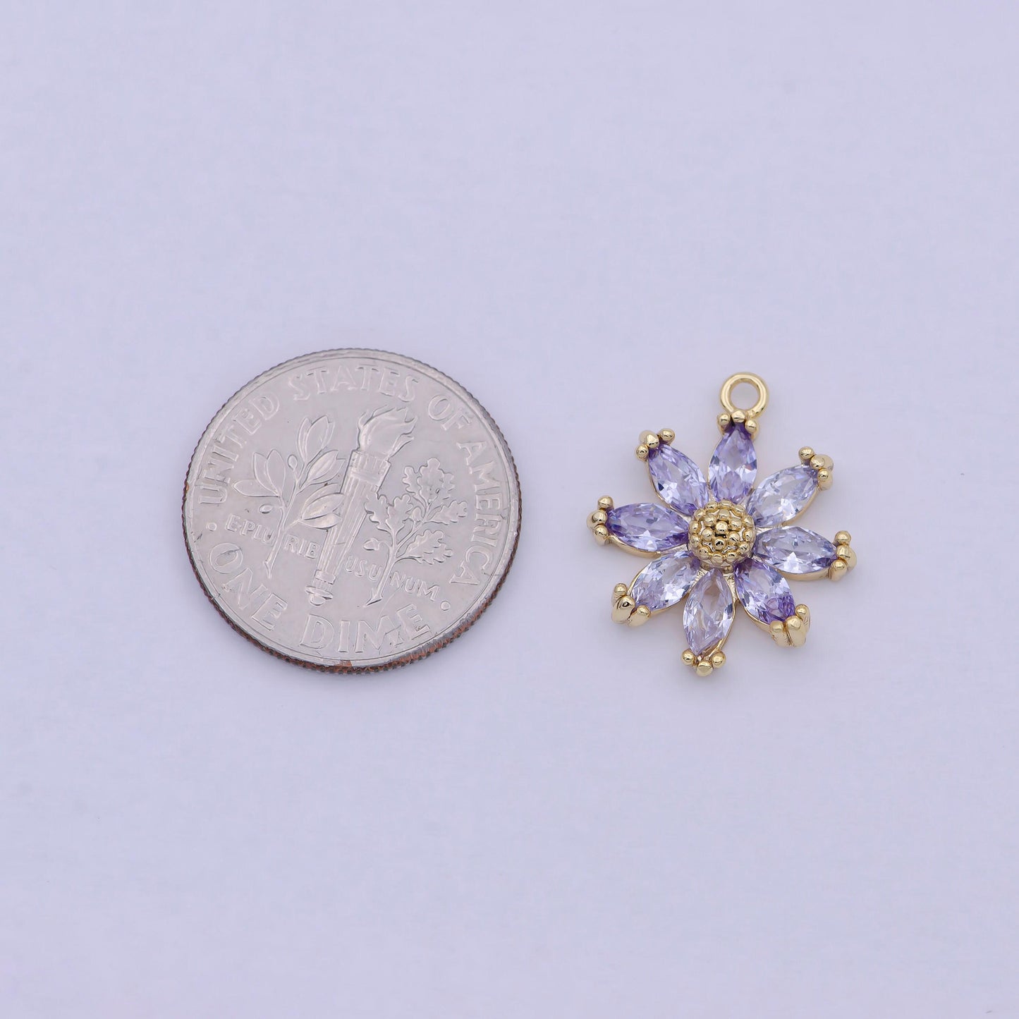 Daisy flower gold charm cz 18k gold plated brass micro pave earrings bracelet necklace diy jewelry making supply c-144