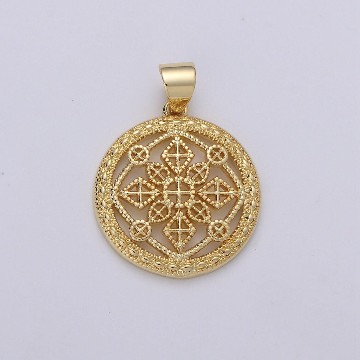 1pc 24k gold victorian pendant charm,mandala pendant charm, cross pendant, zen compass filigree for diy jewelry, pdgf- 1888