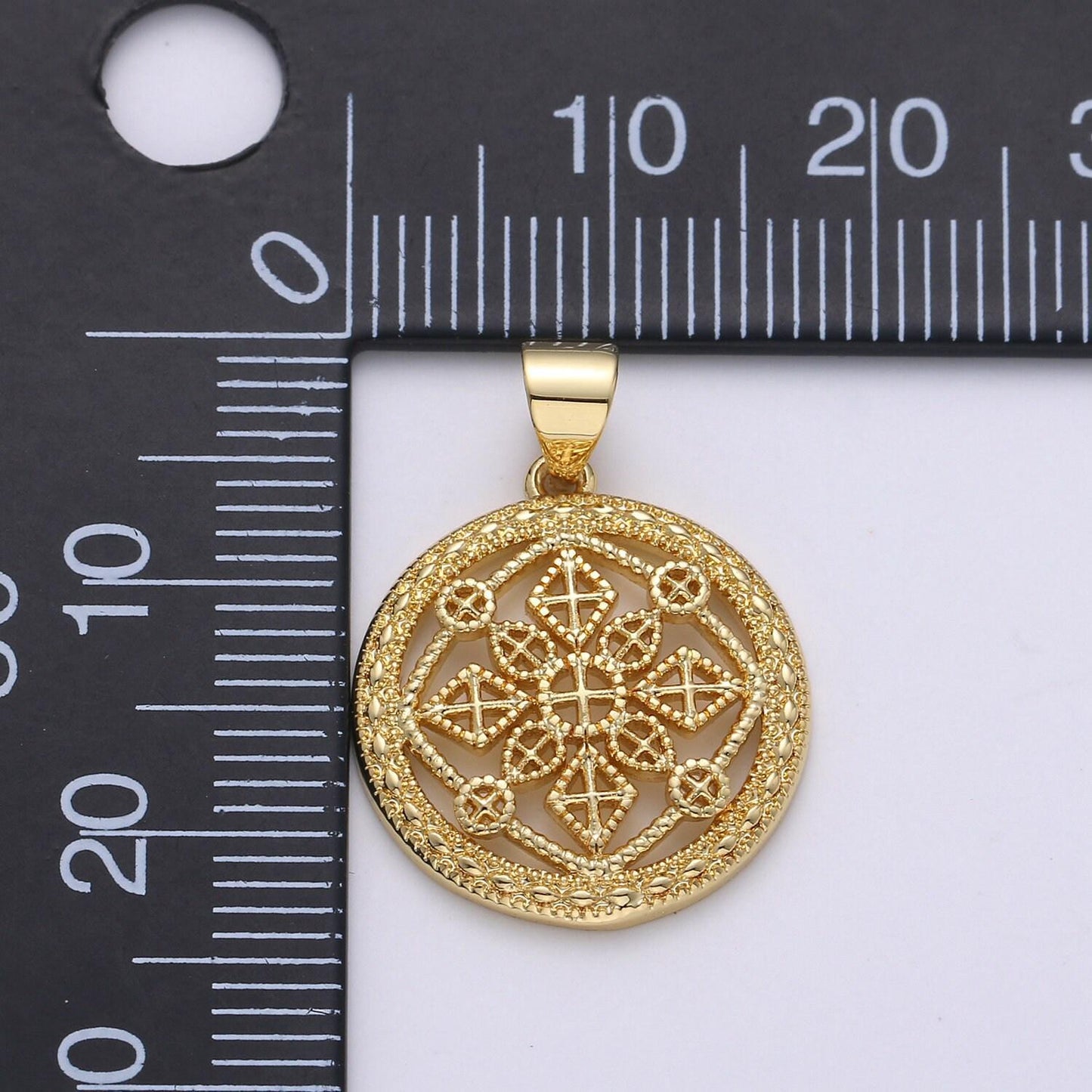 1pc 24k gold victorian pendant charm,mandala pendant charm, cross pendant, zen compass filigree for diy jewelry, pdgf- 1888