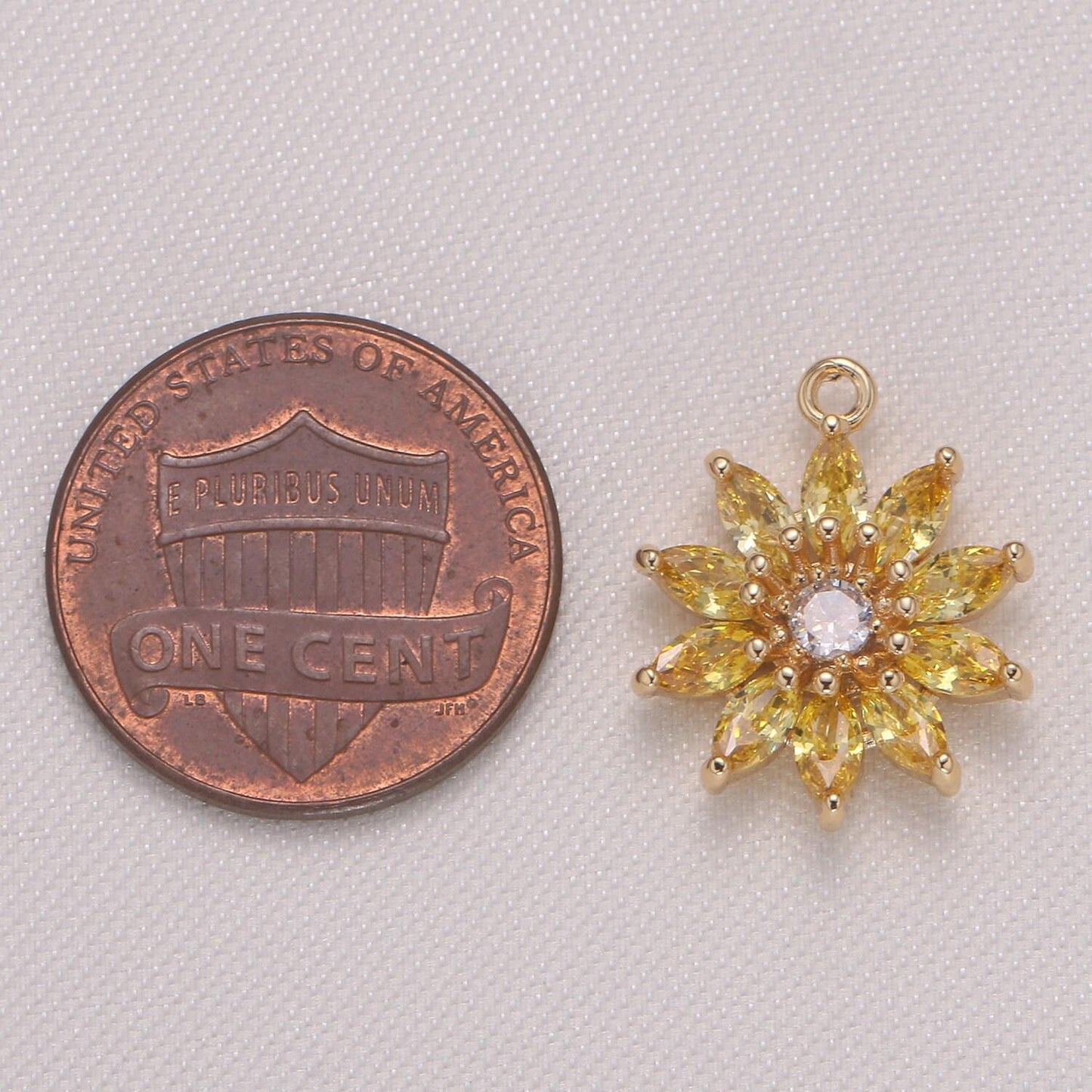 Dainty pink yellow sunflower cubic zirconia cz charm pendant floral nature charm bracelet necklace earring supply, 962