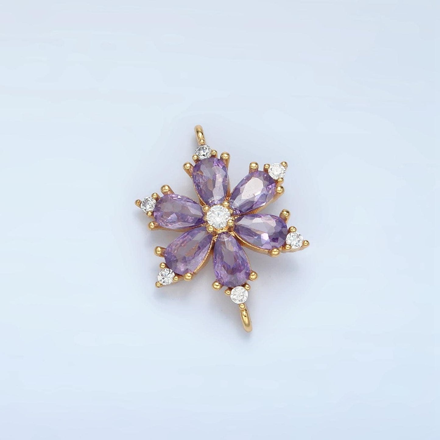 Mini gold flower charm connector for dainty purple flower jewelry finding handmade necklace earring bracelet link connector f234