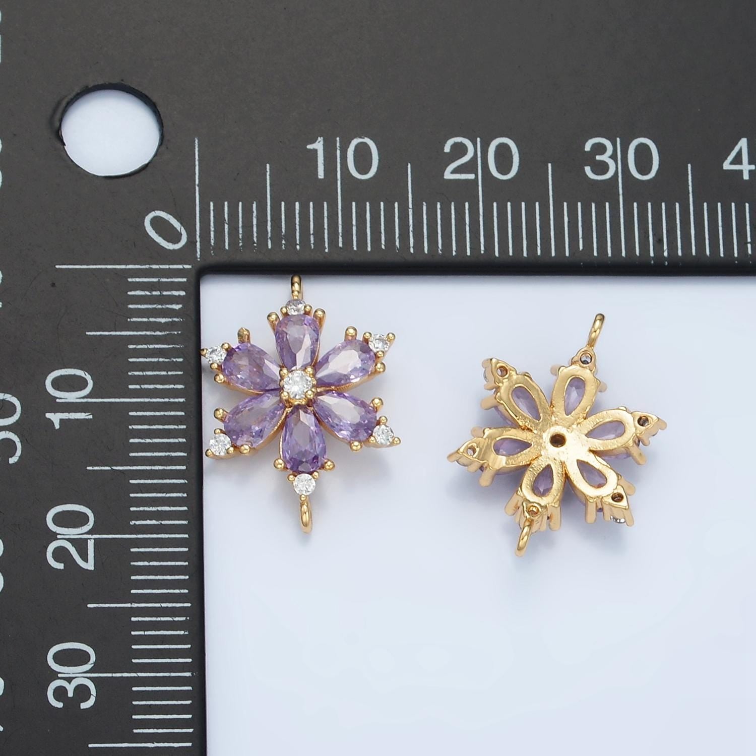 Mini gold flower charm connector for dainty purple flower jewelry finding handmade necklace earring bracelet link connector f234