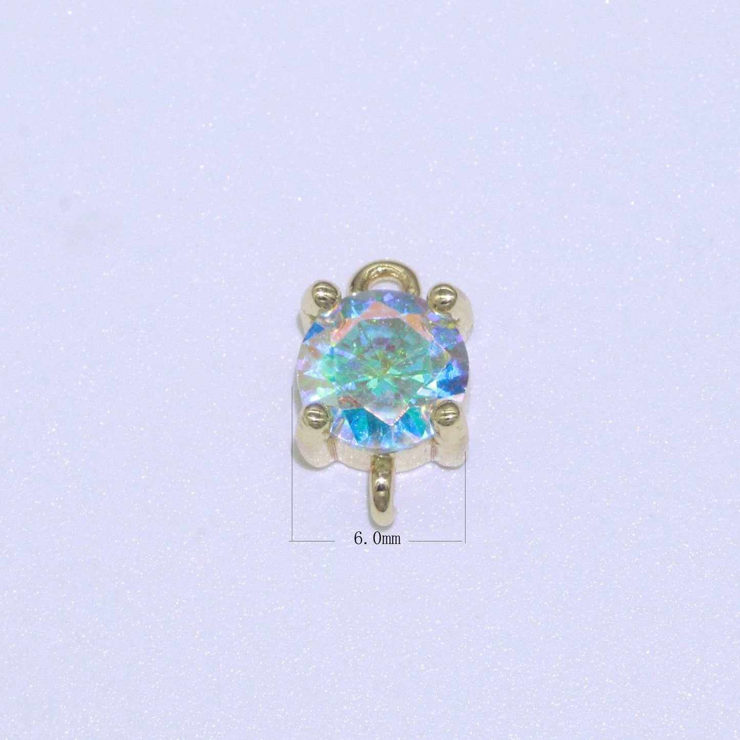 Mini gold filled charms circle star heart cz pendant ab rainbow cz charm, aurore boreale cubic zirconia charm geometric jewelry supply