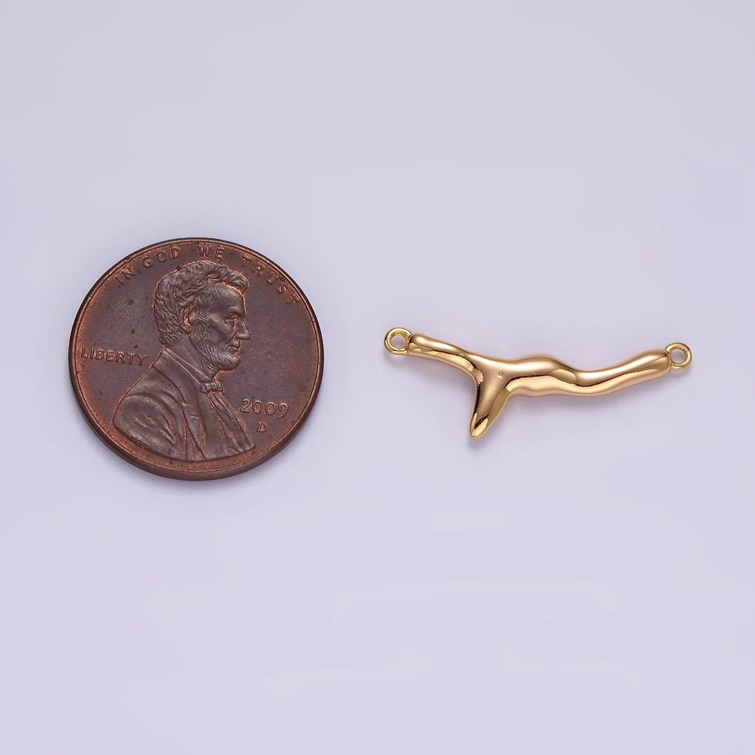 14k gold filled molten drip 23mm minimalist charm connector | g113