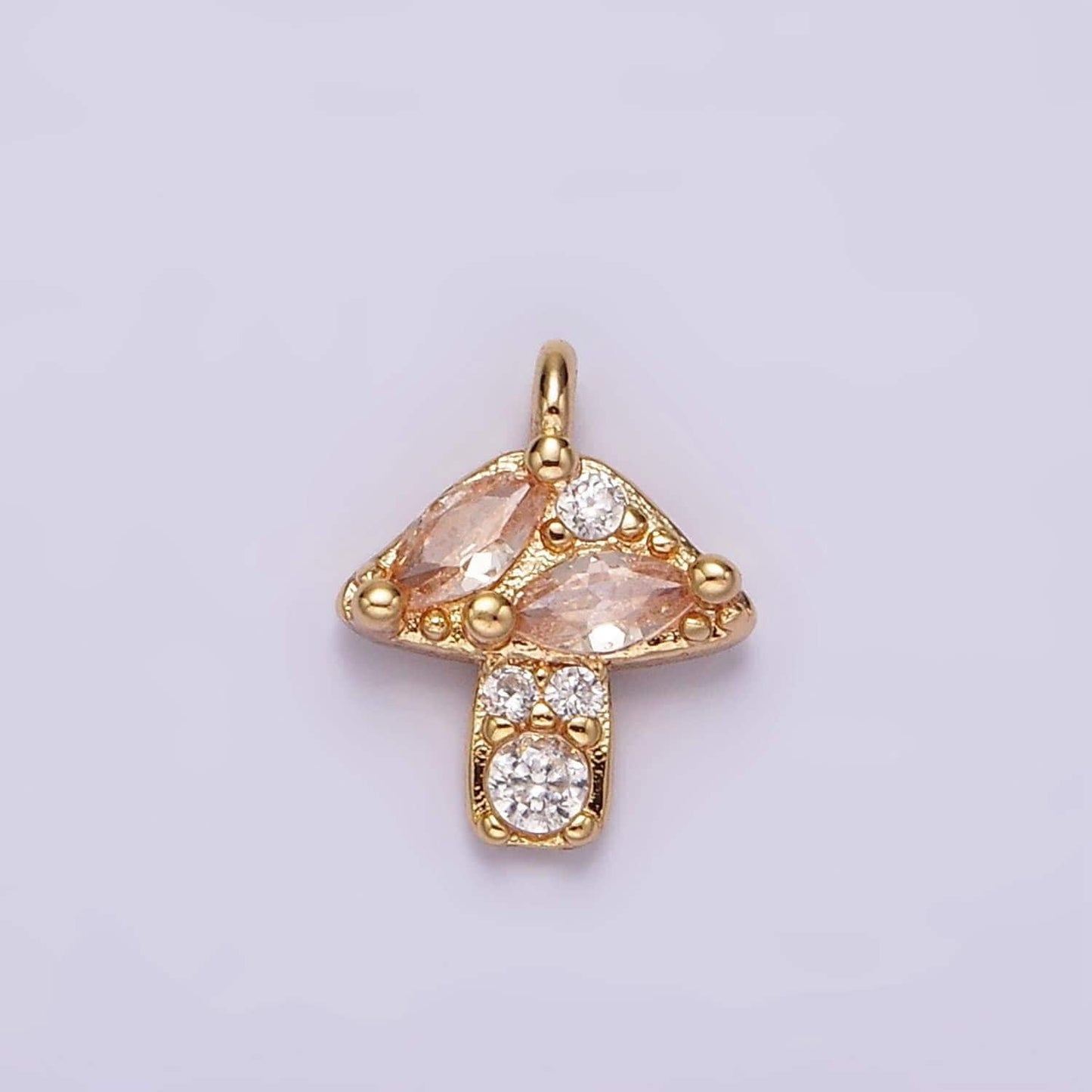 14k gold filled peach marquise cz mushroom nature mini add-on charm shroomie magical inspired jewelry | ag499