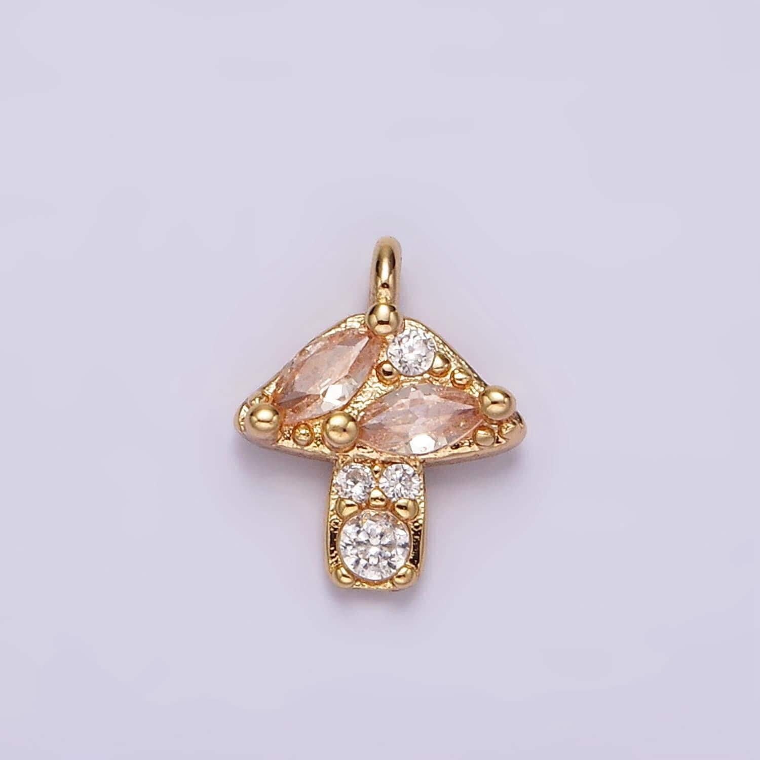 14k gold filled peach marquise cz mushroom nature mini add-on charm shroomie magical inspired jewelry | ag499