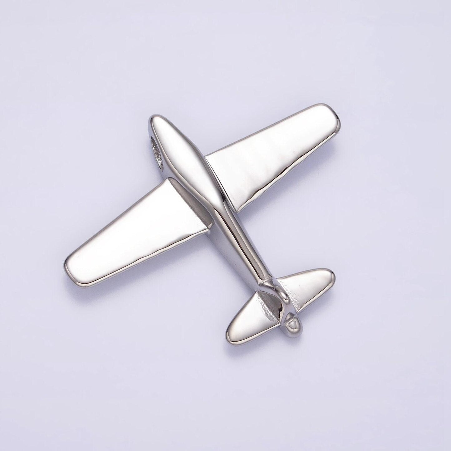 Stainless steel 50mm silver airplane flying aircraft statement pendant | p590