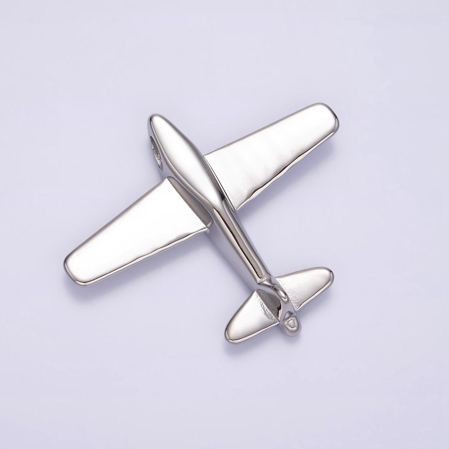 Stainless steel 50mm silver airplane flying aircraft statement pendant | p590
