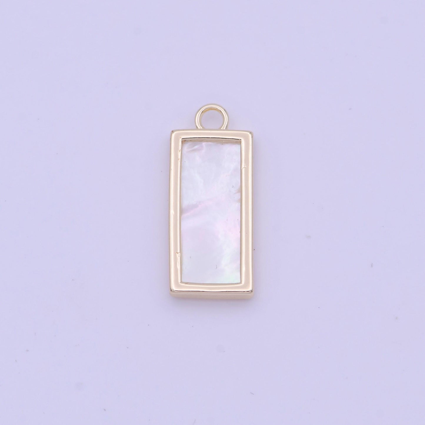 Dainty rectangle mother of pearl charm 19.4x8.1mm gold plated rectangle charm pearl charm for minimalist jewelry n-635