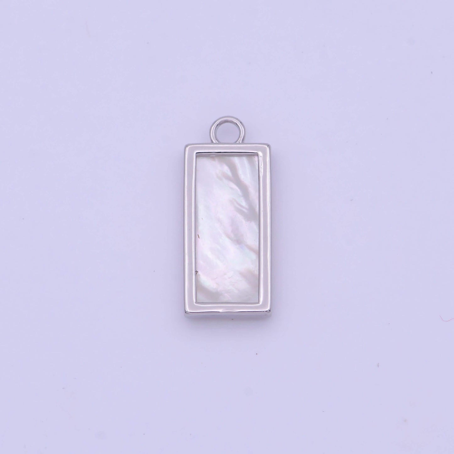 Dainty rectangle mother of pearl charm 19.4x8.1mm gold plated rectangle charm pearl charm for minimalist jewelry n-635
