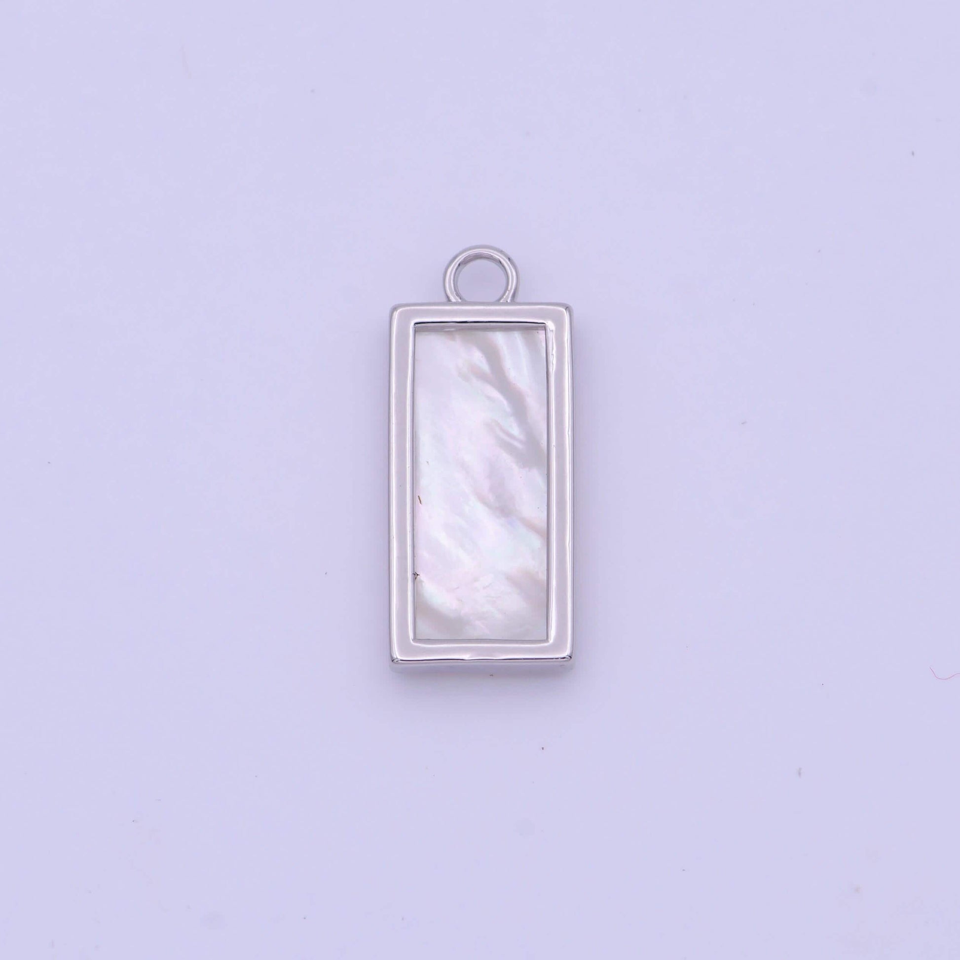 Dainty rectangle mother of pearl charm 19.4x8.1mm gold plated rectangle charm pearl charm for minimalist jewelry n-635