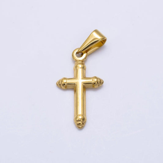 Mini stainless steel cross charm in gold religious pendant for necklace earring lead nickel free tarnish free p1290