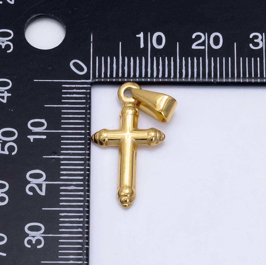 Mini stainless steel cross charm in gold religious pendant for necklace earring lead nickel free tarnish free p1290