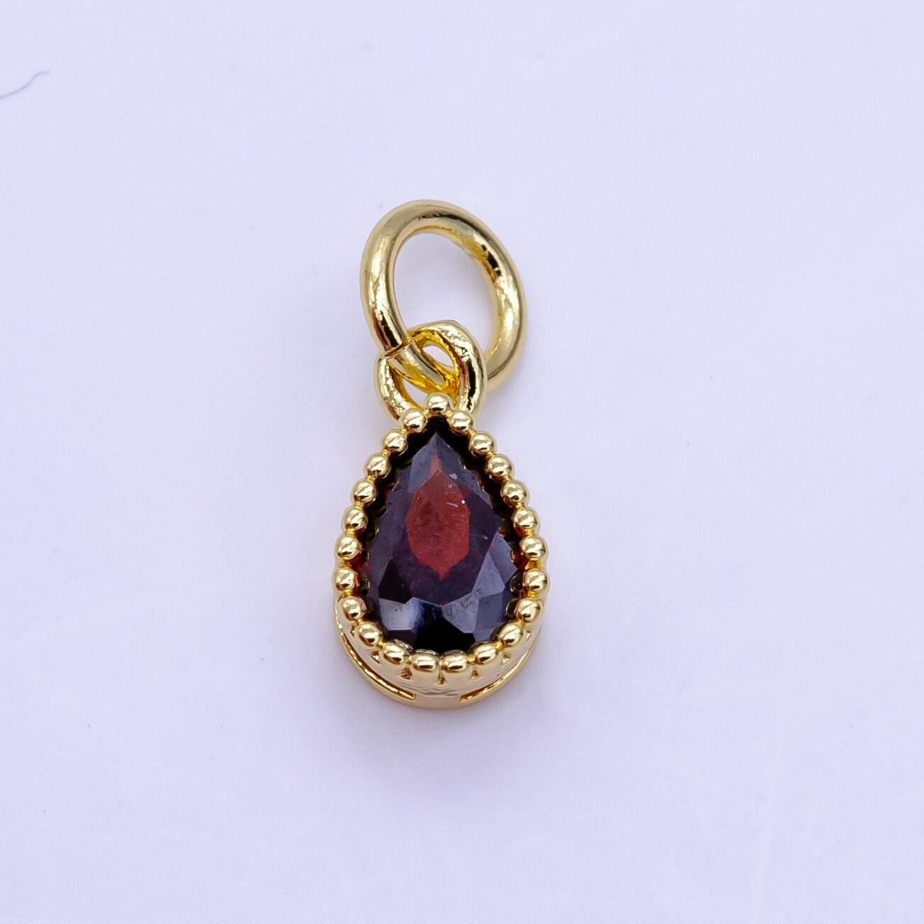 24k gold filled mini teardrop cz clear stone pendant, add on tear drop shape charm dainty crystal cz stone for necklace bracelet supply d613