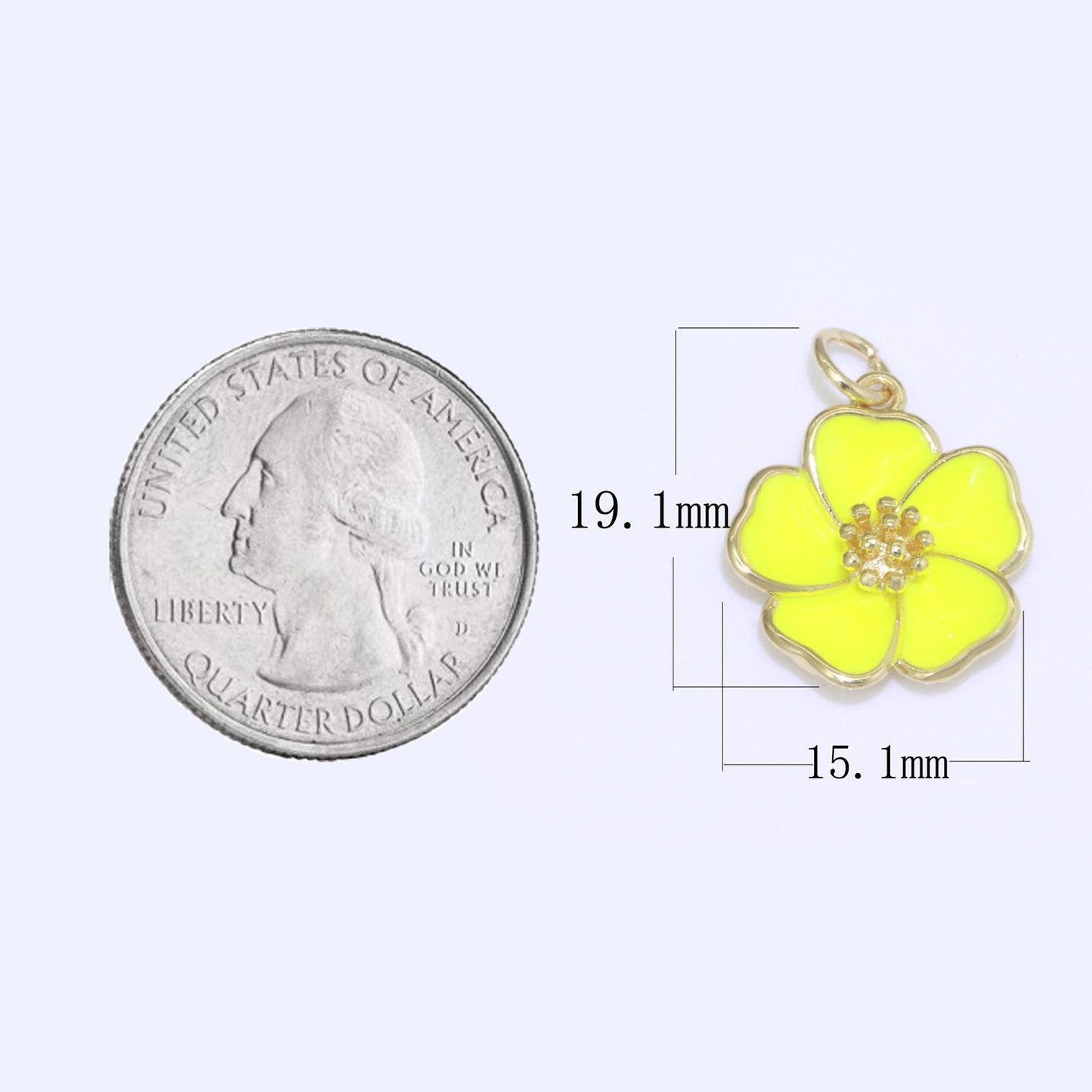 Dainty hibiscus charm tropical flower gold filled enamel charm hawaiian inspired jewelry pendant for necklace bracelet earring makings m-499