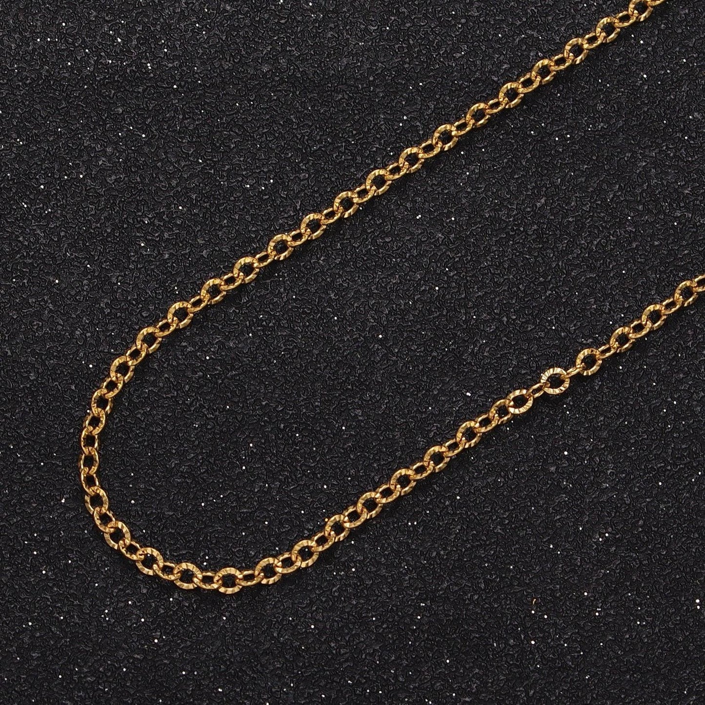 24k gold filled sunburst rolo cable chain, textured 2.2mm width gold & silver jewelry making unfinished chain by yard | roll-937, roll-938