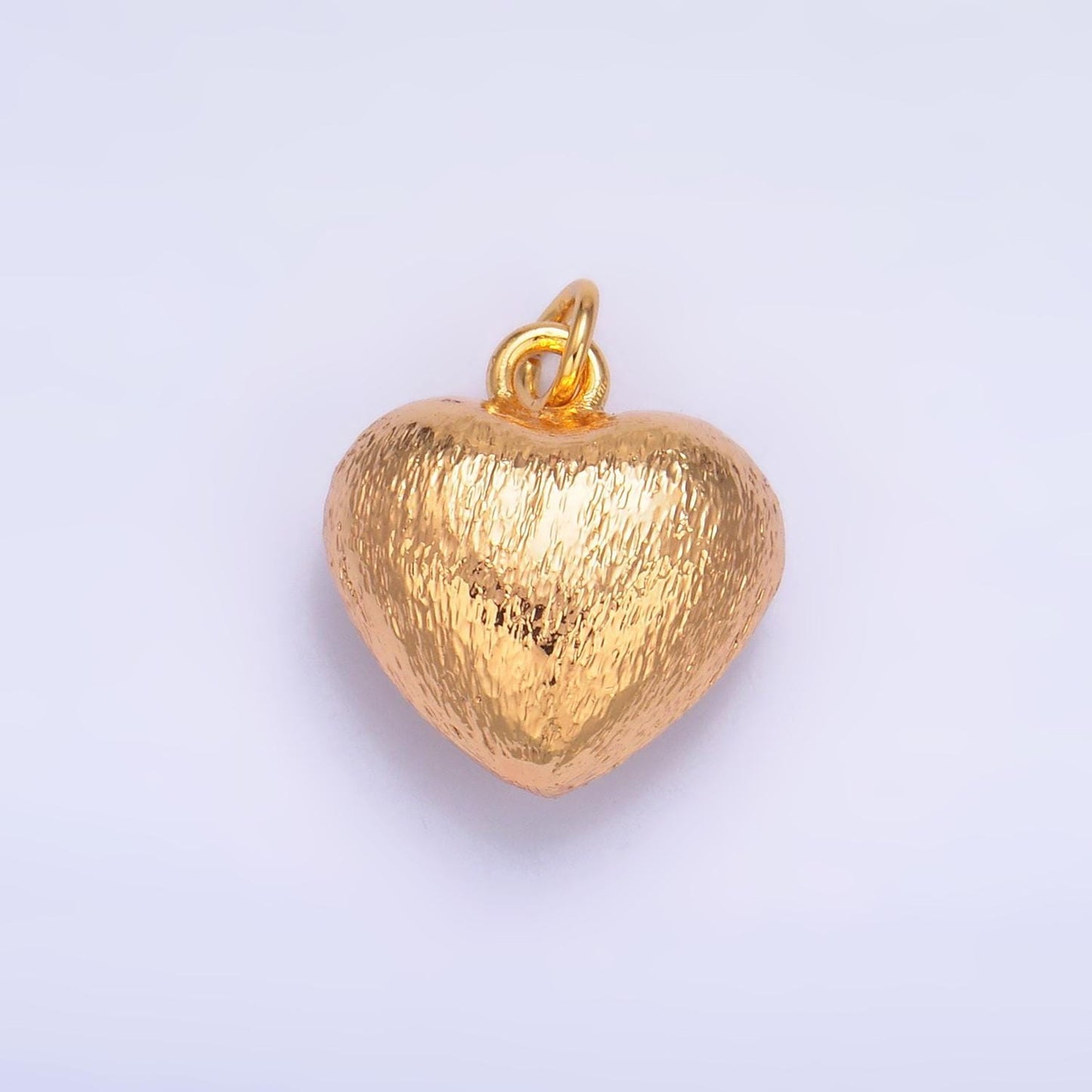 Brushed metal gold love heart charm 24k gold filled puffy heart charm for bracelet necklace pendant | w264