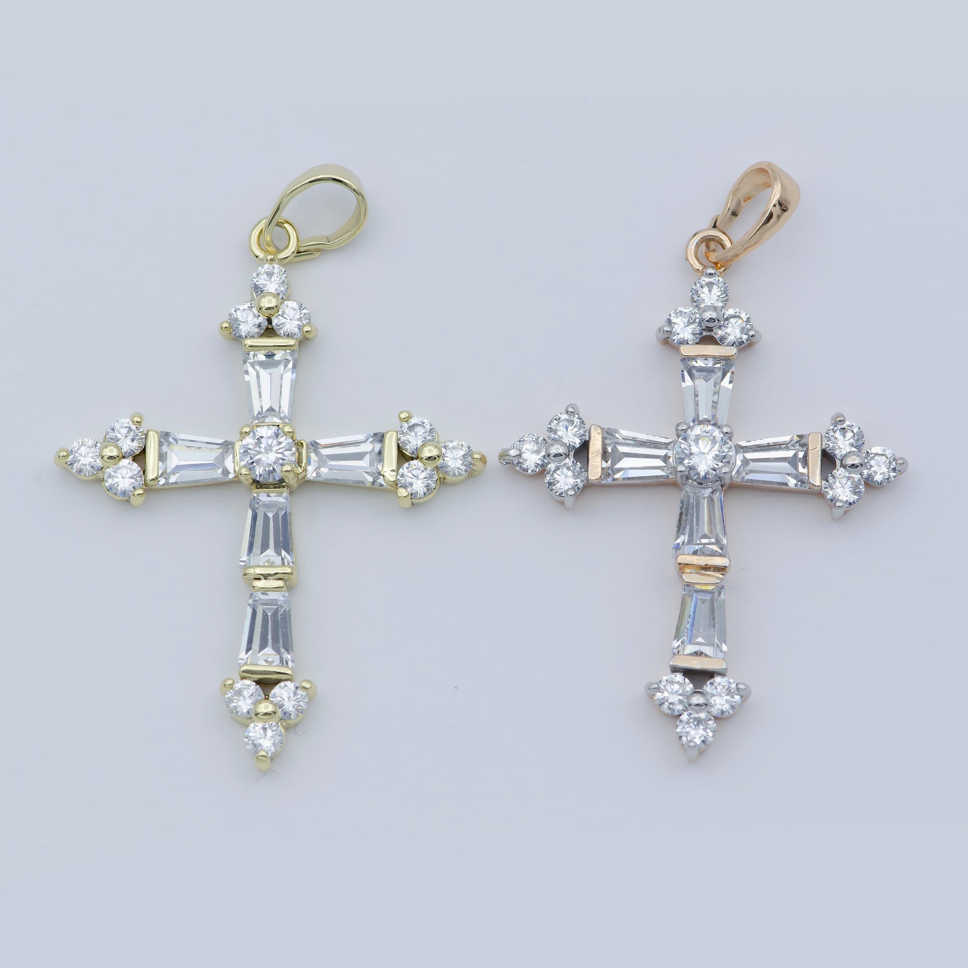 14k gold filled cross pendant, cubic micro pave baguette cross charm cz pendant religious necklace pendant jewelry making