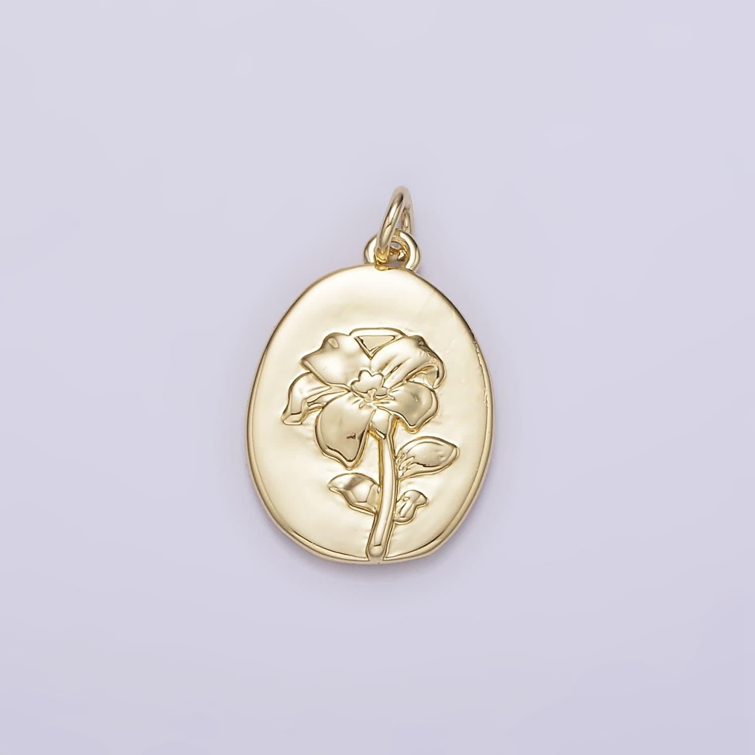 14k gold filled narcissus december birth flower hammered stamped personalized double sided charm | ag243