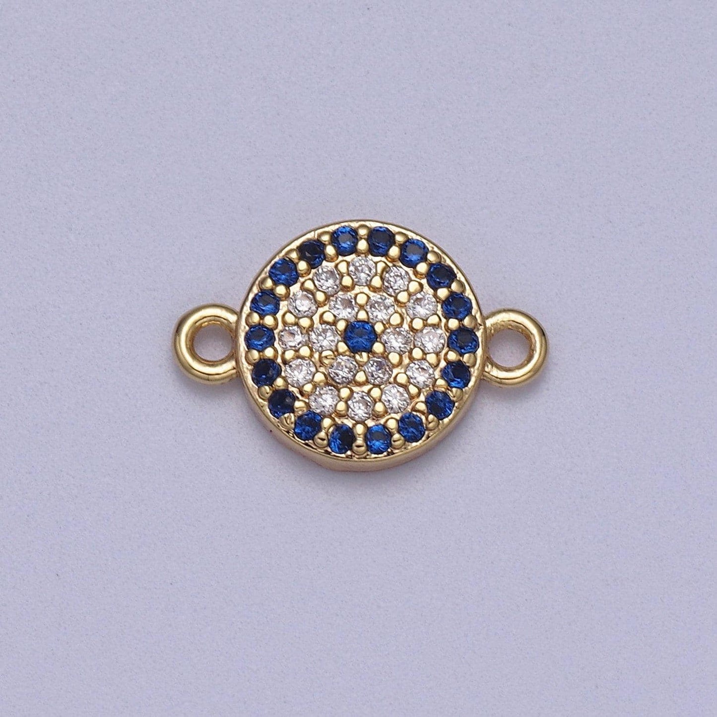 Cubic 18k gold filled evil eye charm connector greek evil eye link connector pave evil eye jewelry making f-061