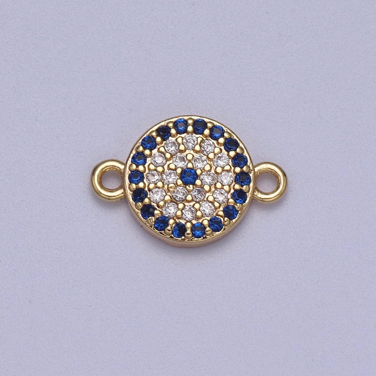 Cubic 18k gold filled evil eye charm connector greek evil eye link connector pave evil eye jewelry making f-061