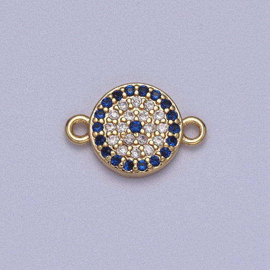 Cubic 18k gold filled evil eye charm connector greek evil eye link connector pave evil eye jewelry making f-061