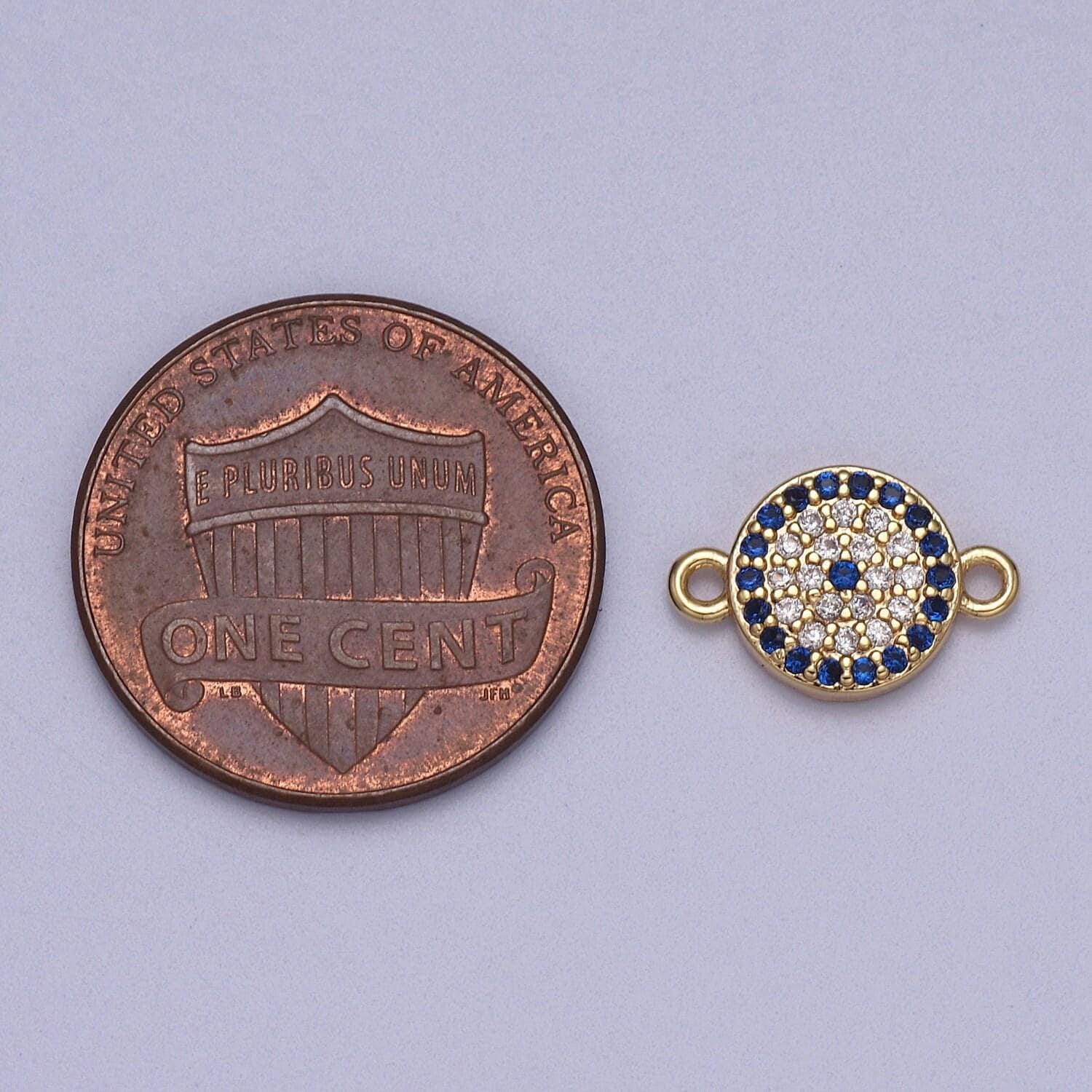 Cubic 18k gold filled evil eye charm connector greek evil eye link connector pave evil eye jewelry making f-061