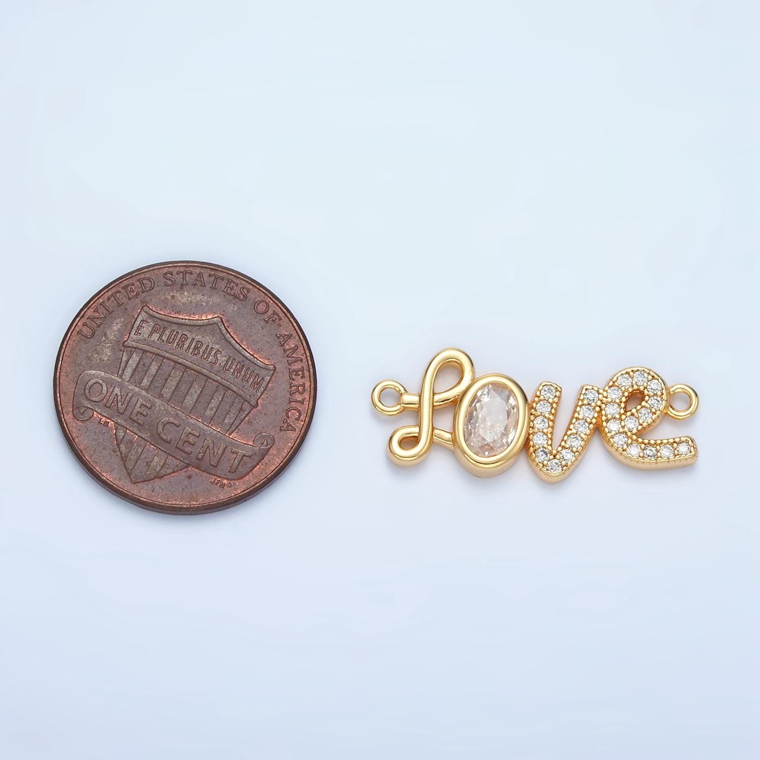 Love charm connector, bracelet connector, jewelry connectors, love charm, necklace connectors,micro pave cubic zirconia f228