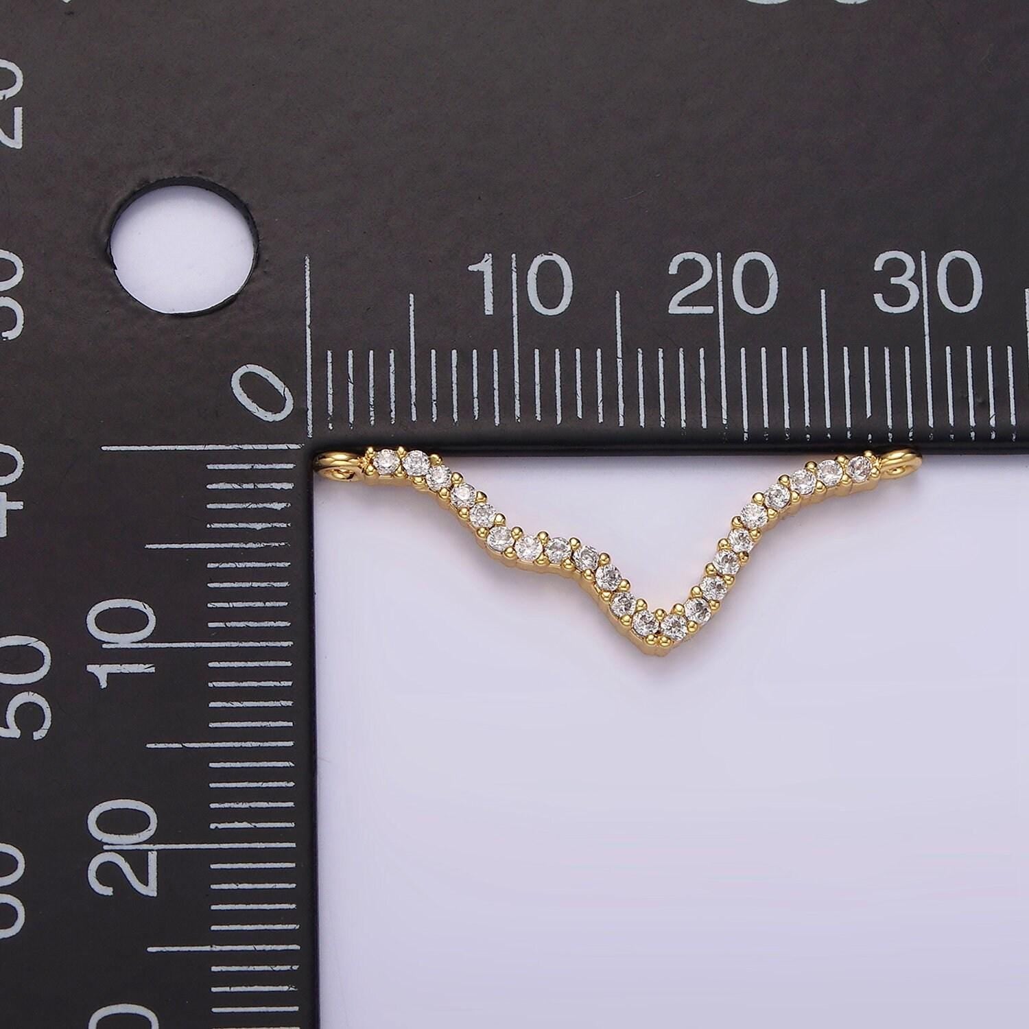 14k gold filled 30mm clear micro paved cz abstract lined connector | g115