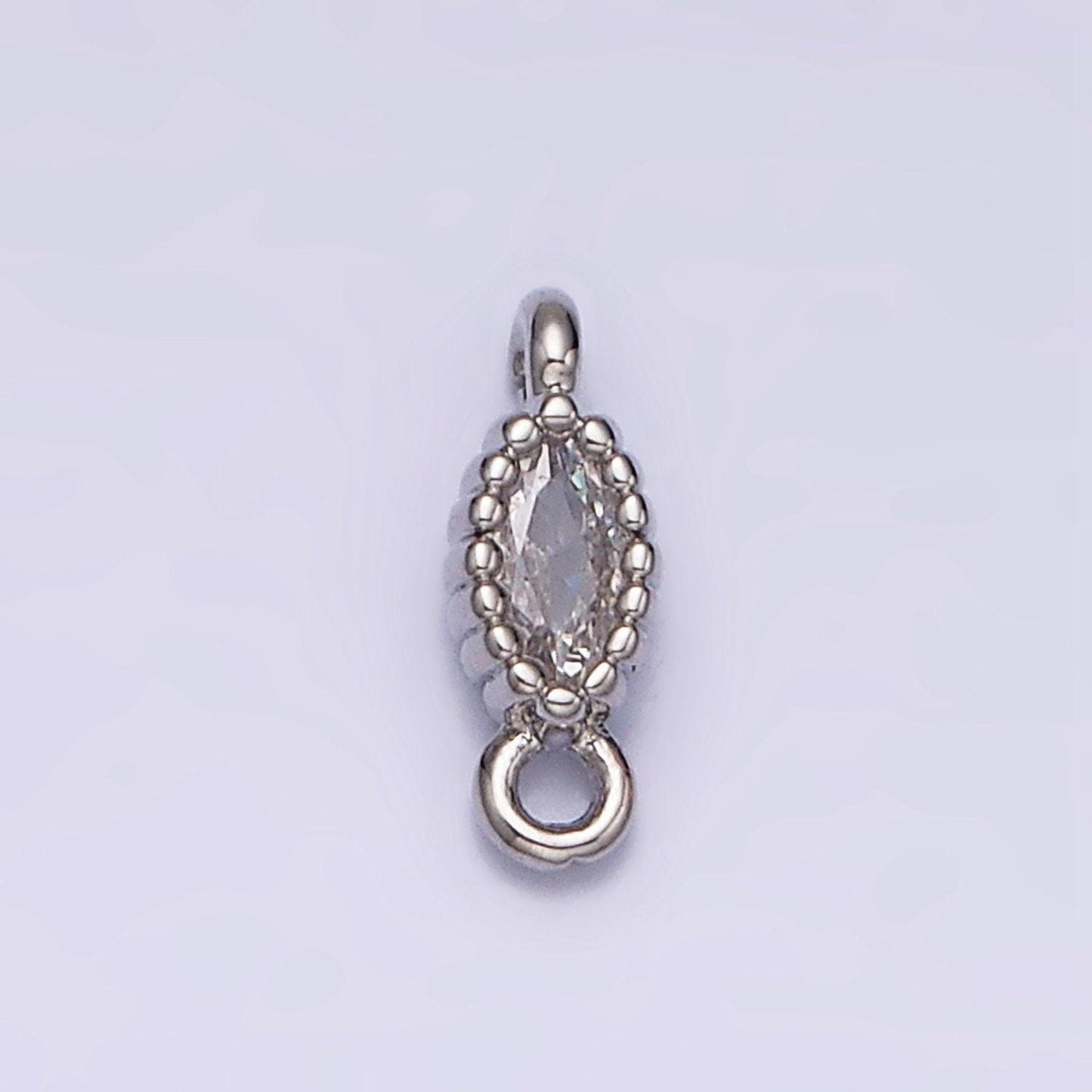 16k gold filled 4.5mm clear marquise cz dotted bezel connector in gold & silver oval charm connector | y-907