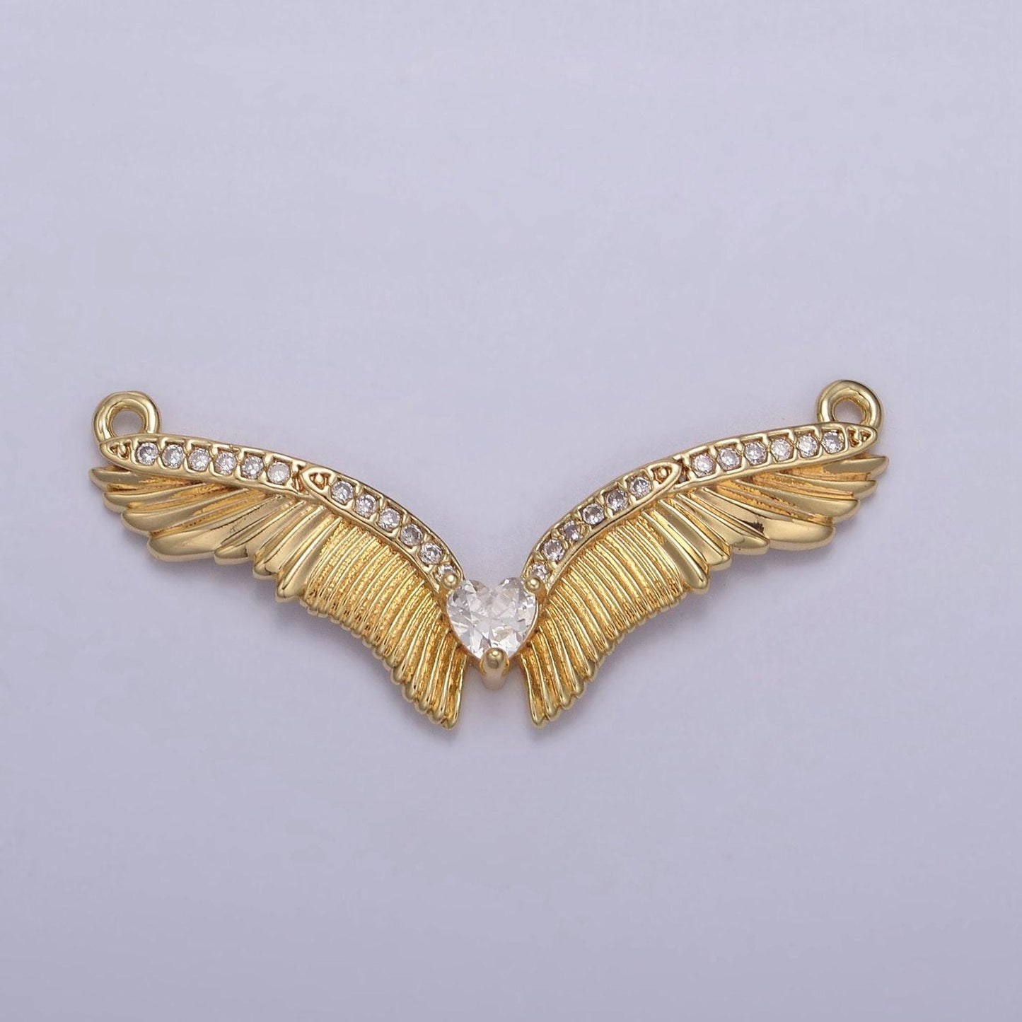 14k gold filled angel wing charm connector for necklace component link connector | f-628