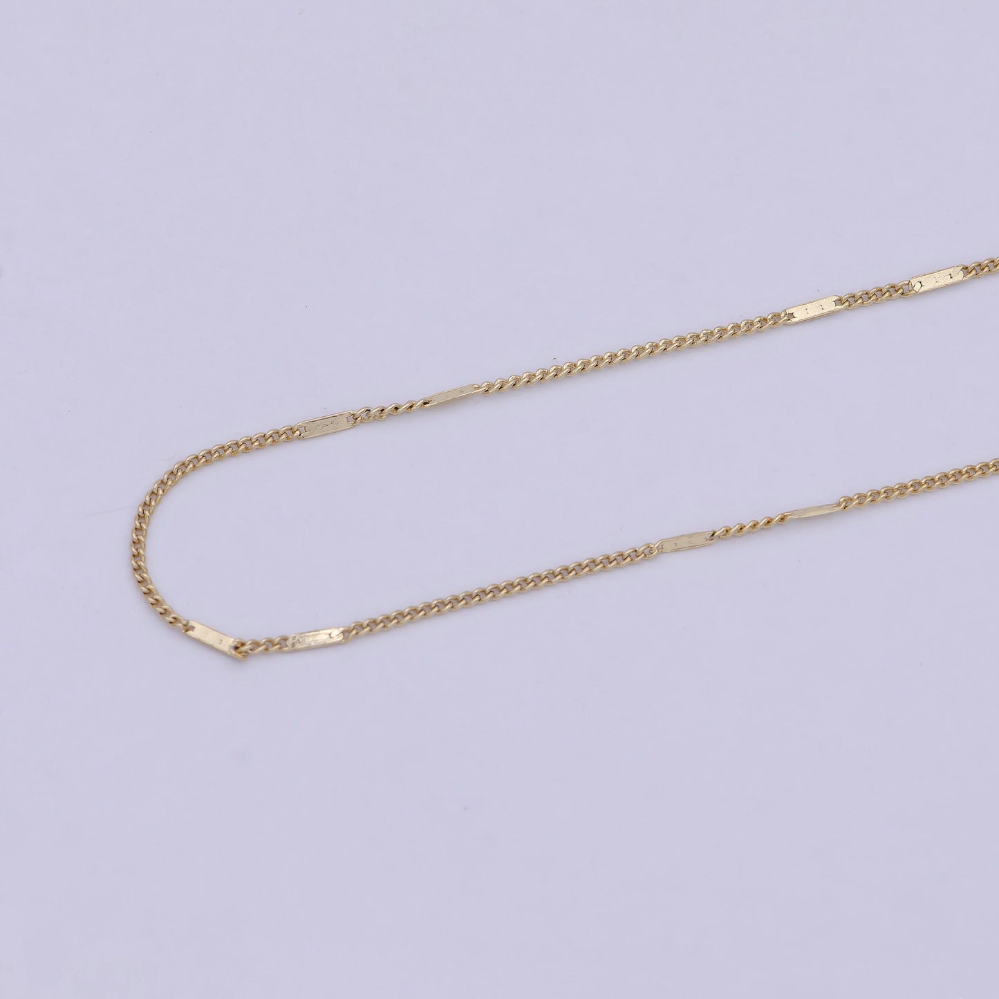 Dainty gold curb chain 0.8 mm fine 14k gold filled minimalist chain 17.7" wholesale necklace wa-750