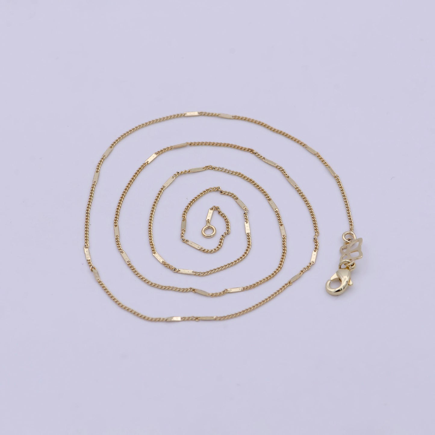 Dainty gold curb chain 0.8 mm fine 14k gold filled minimalist chain 17.7" wholesale necklace wa-750