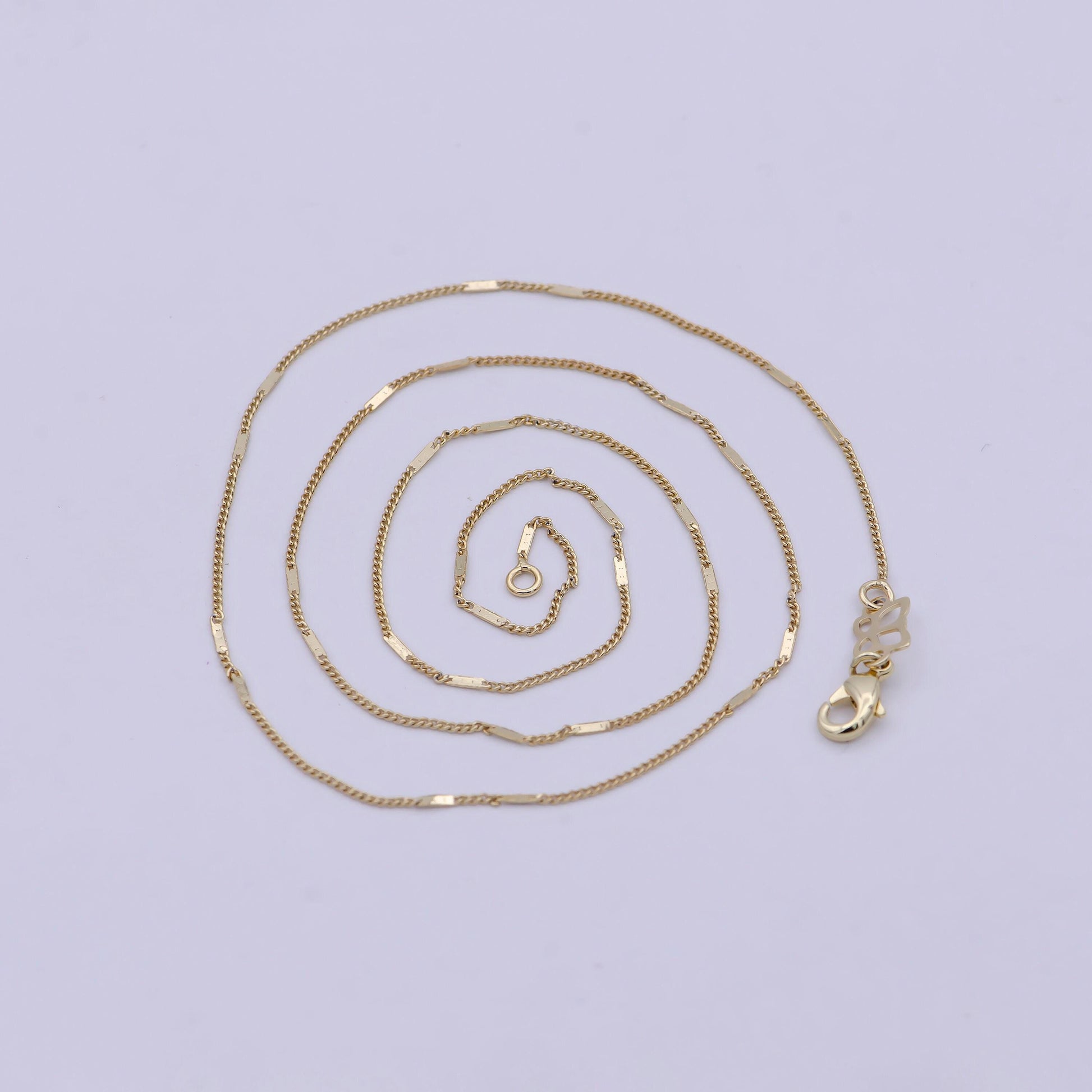 Dainty gold curb chain 0.8 mm fine 14k gold filled minimalist chain 17.7" wholesale necklace wa-750
