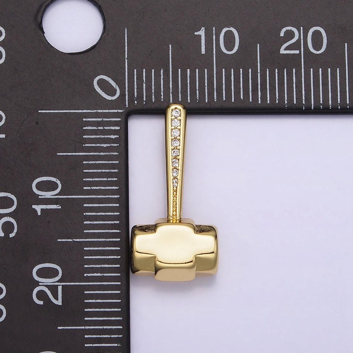 Micro pave gold cz sledgehammer construction tool charm | n1245