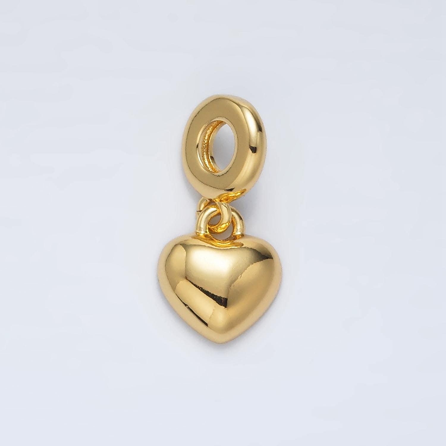 24k gold filled minimal puffy heart rondelle bail pendant | ac-098