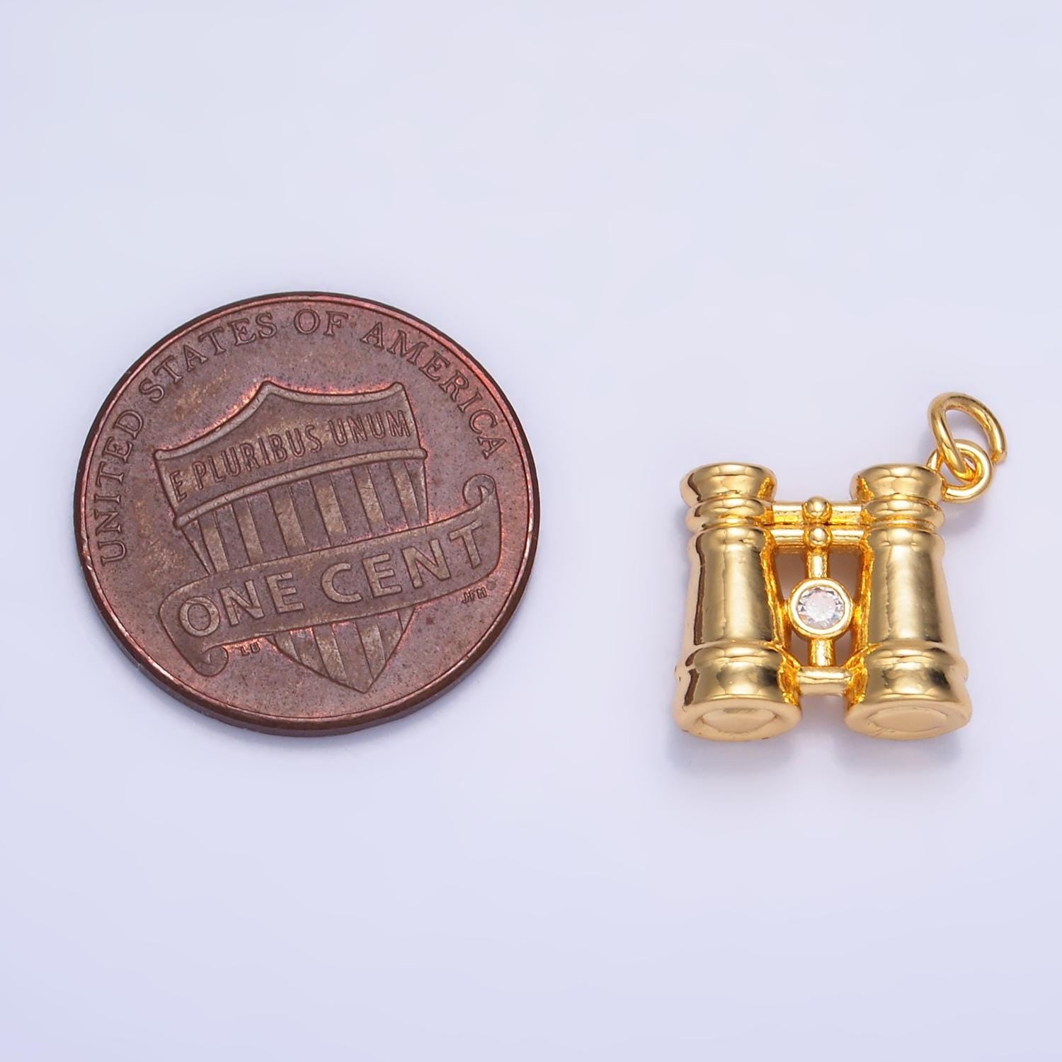 24k gold filled Binocular charm small telescope charm for travel Camping girl scout jewelry inspired W368