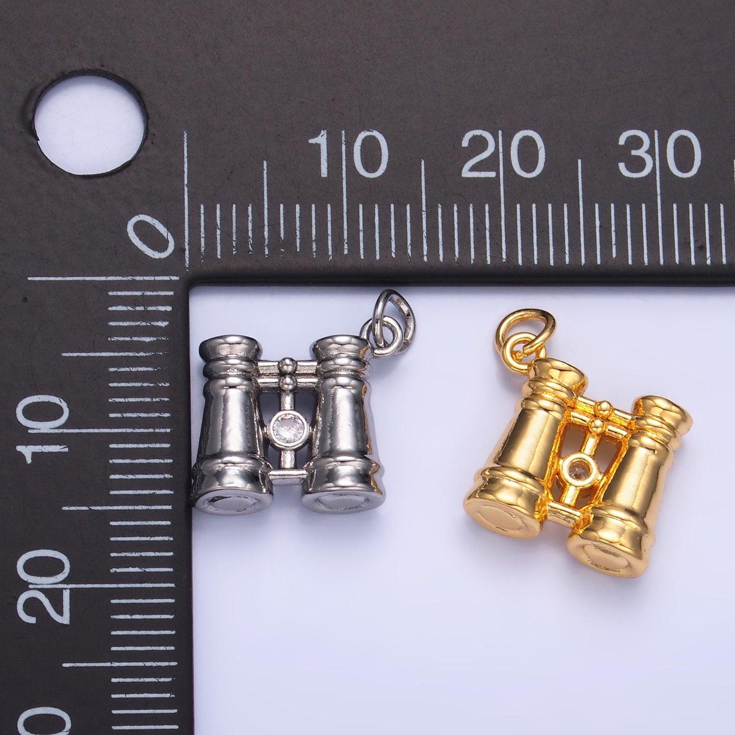 24k gold filled Binocular charm small telescope charm for travel Camping girl scout jewelry inspired W368