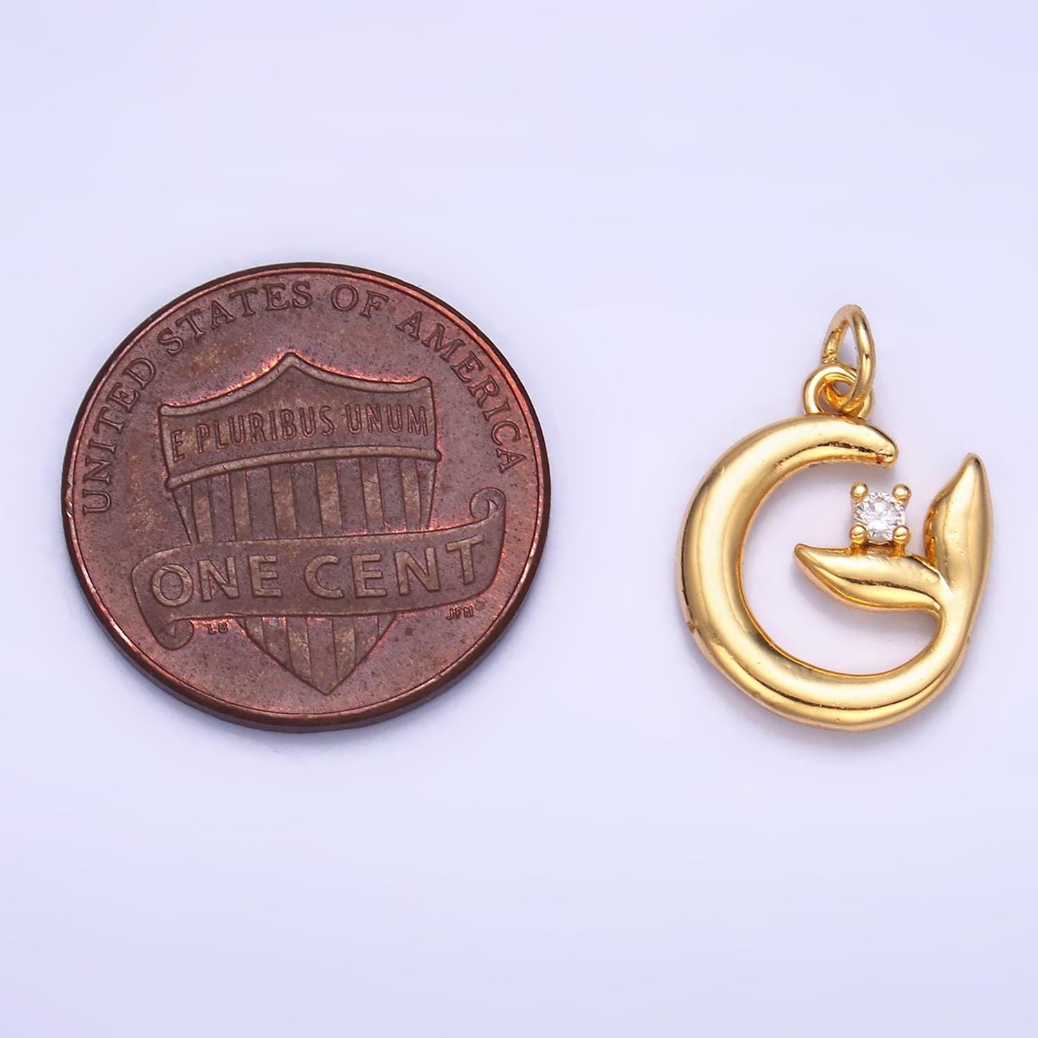 Minimalist whale tail 24k gold filled animal charm Mini Mermaid Tale | W356