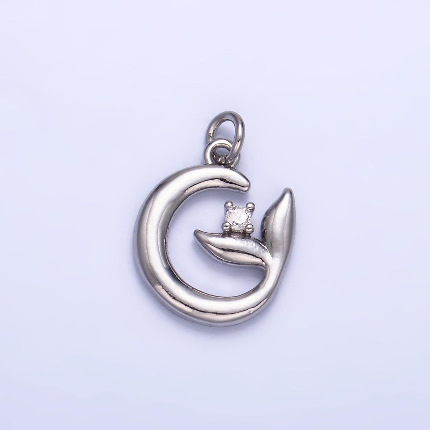 Minimalist whale tail 24k gold filled animal charm Mini Mermaid Tale | W356
