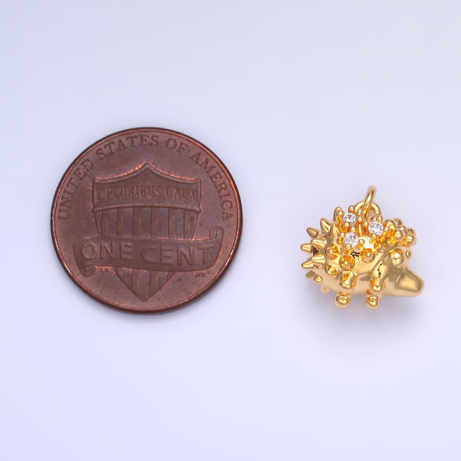 Mini 24k Gold Filled Hedgehog Charm, Porcupine Charm Pendant W380
