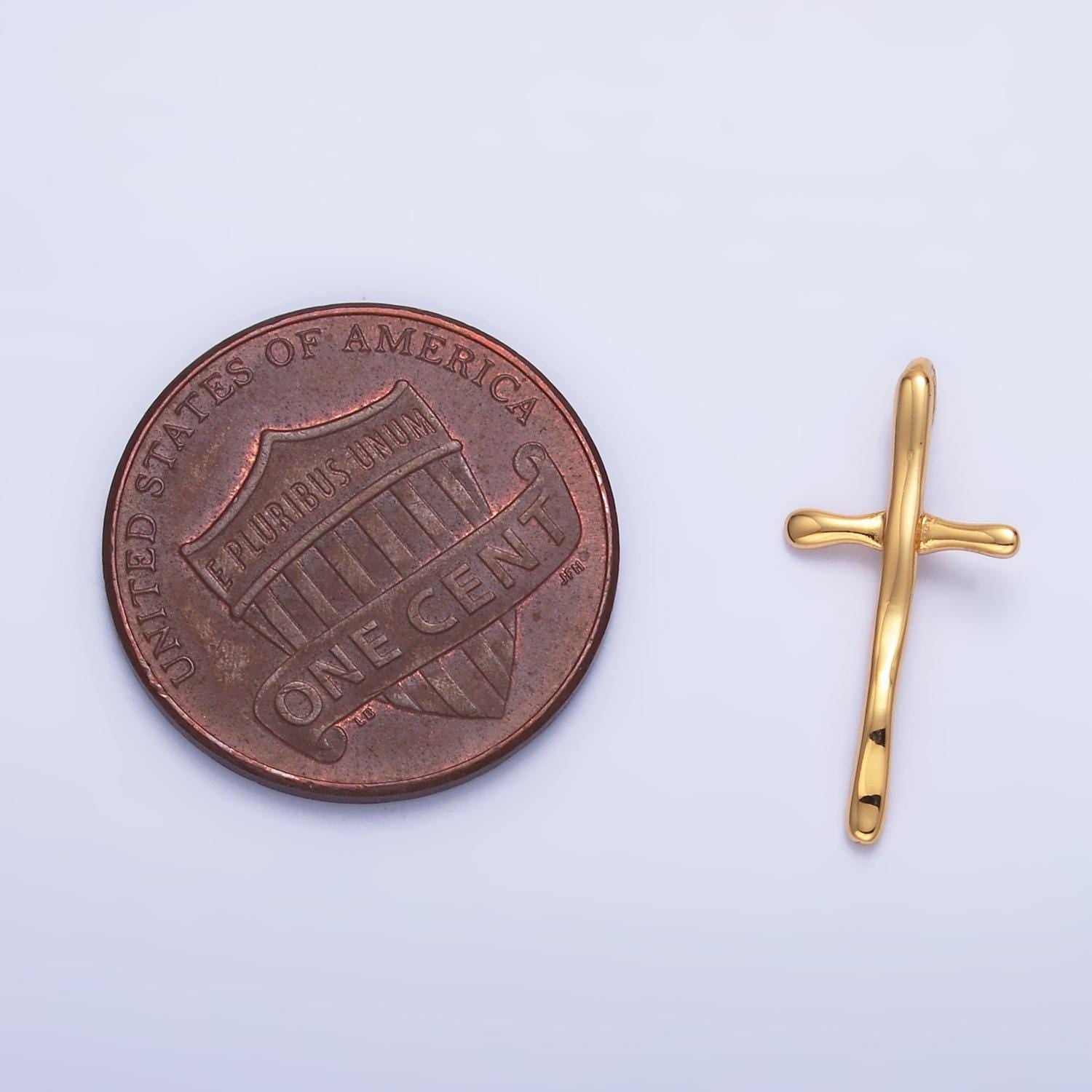 Dainty Cross Pendant Slim Gold Cross Charm add on Charm for Minimalist Religious necklace earring Supply W385