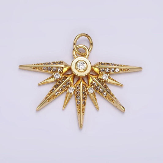 Micro pave cz star gold charm, wing starburst cubic charm, dainty celestial pendant dainty star charm for diy supply ag519