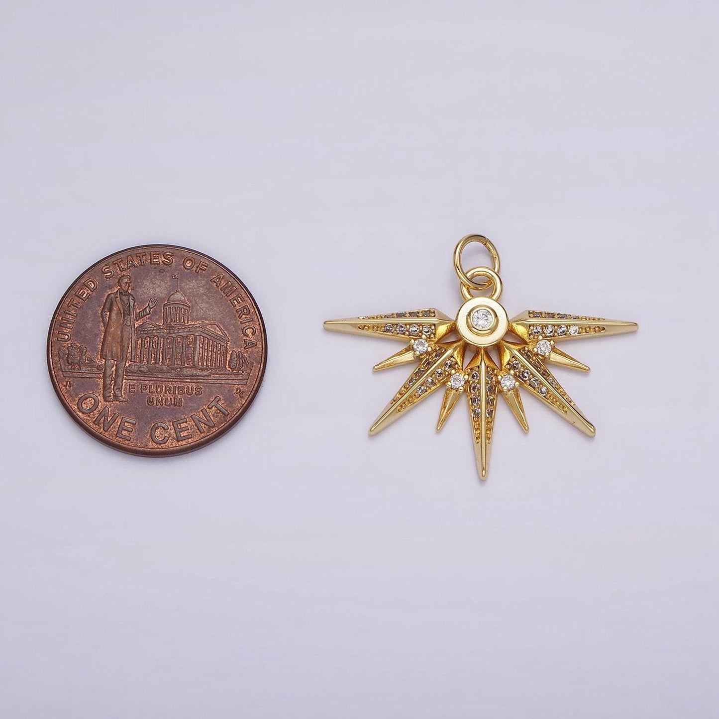 Micro pave cz star gold charm, wing starburst cubic charm, dainty celestial pendant dainty star charm for diy supply ag519