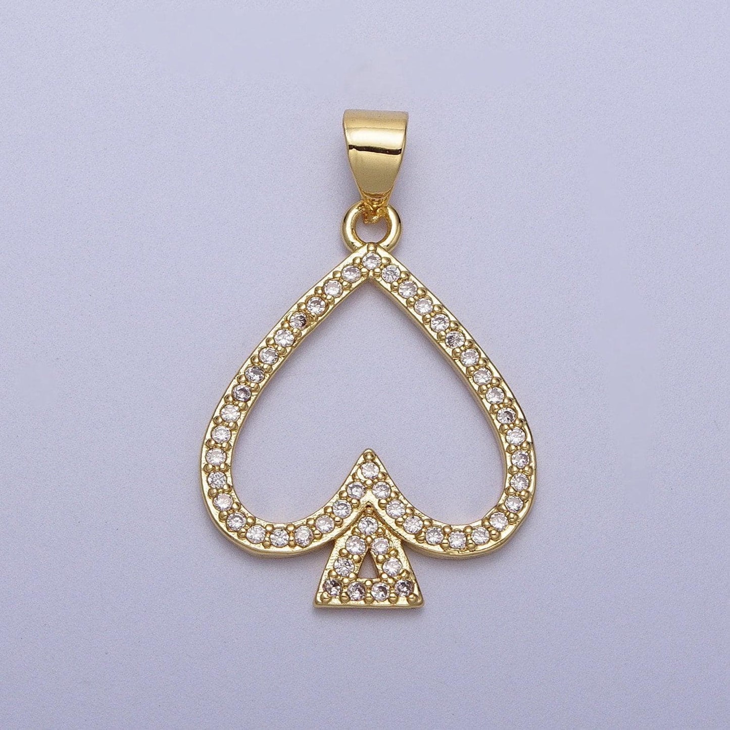 Cz gold spade necklace pendant ace of spade lucky charm necklace pendant for jewelry making supply