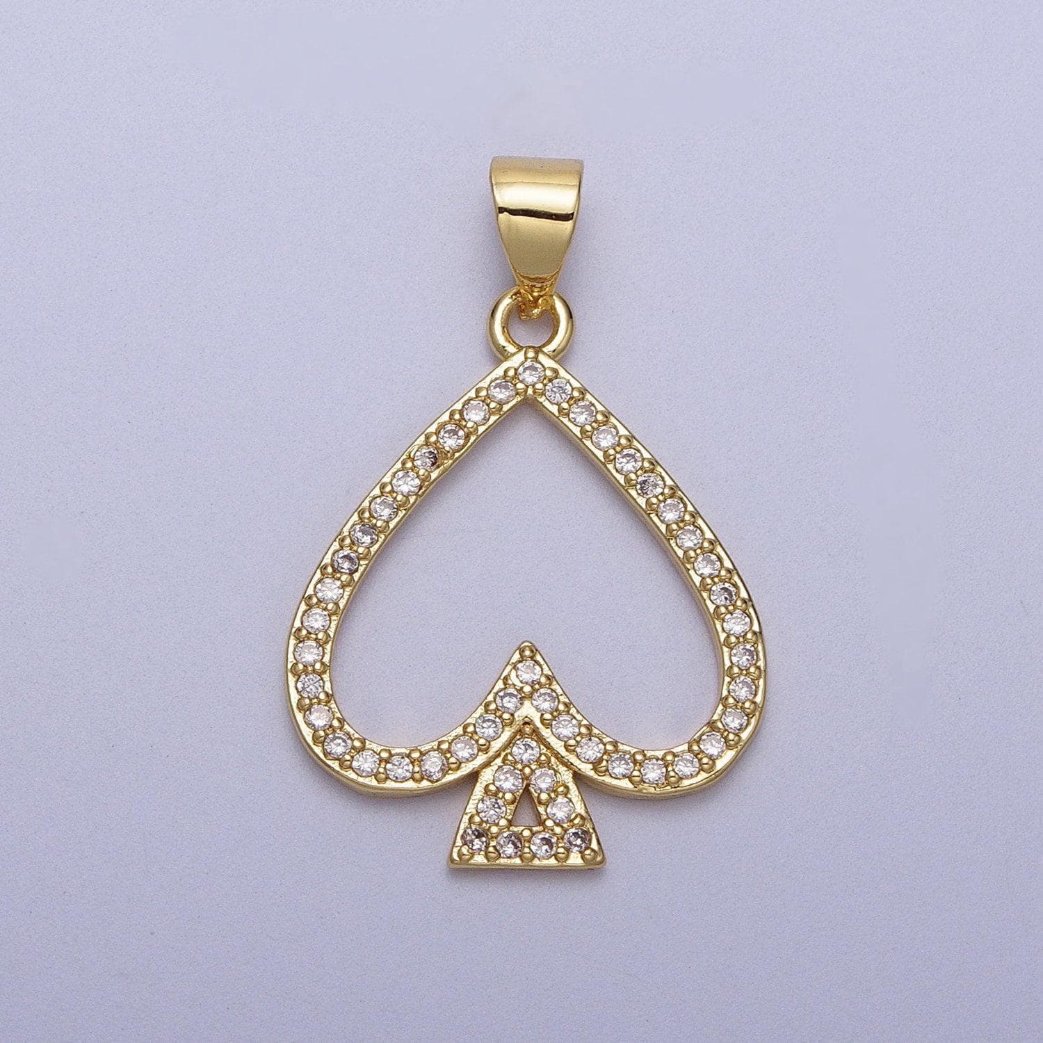 Cz gold spade necklace pendant ace of spade lucky charm necklace pendant for jewelry making supply