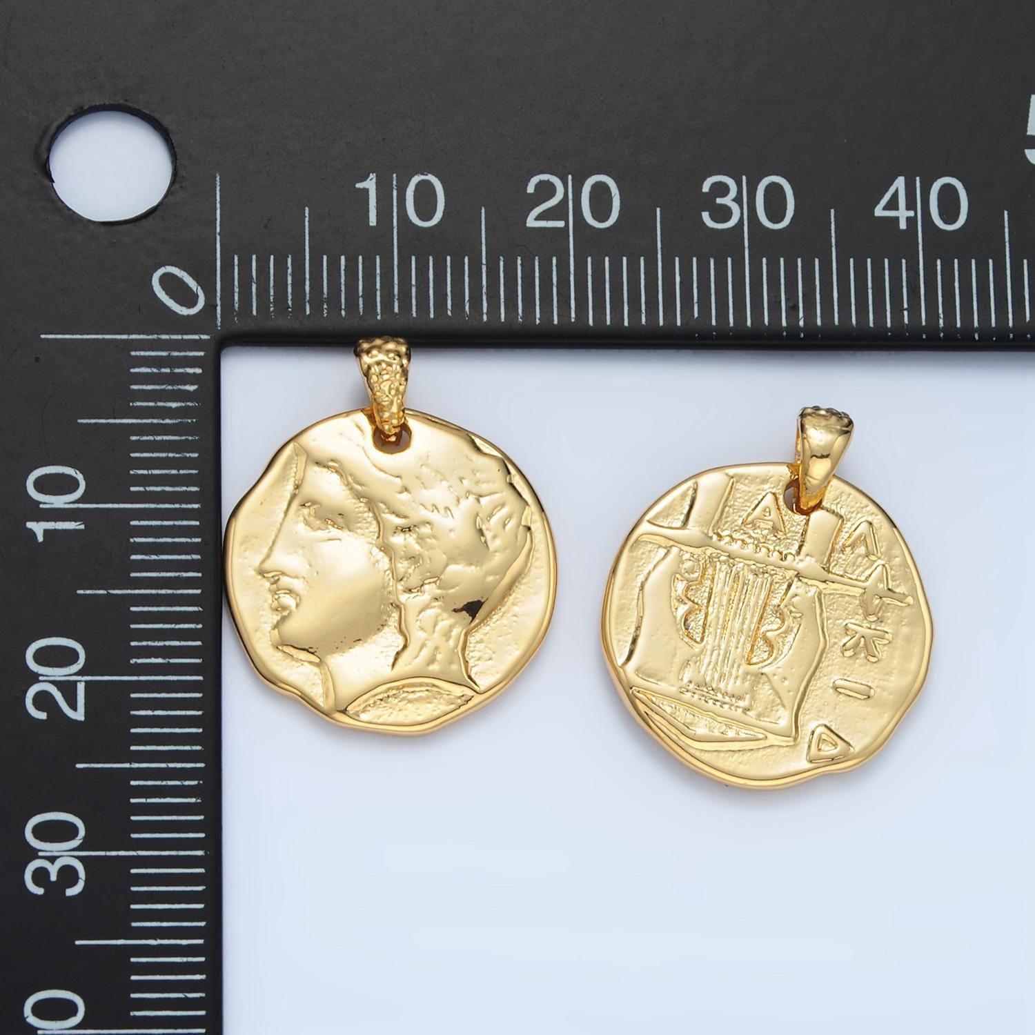 14k gold alexander coin pendant ancient coin pendant, greek emperor coin pendant, fancy diy jewelry, warrior pendant i523