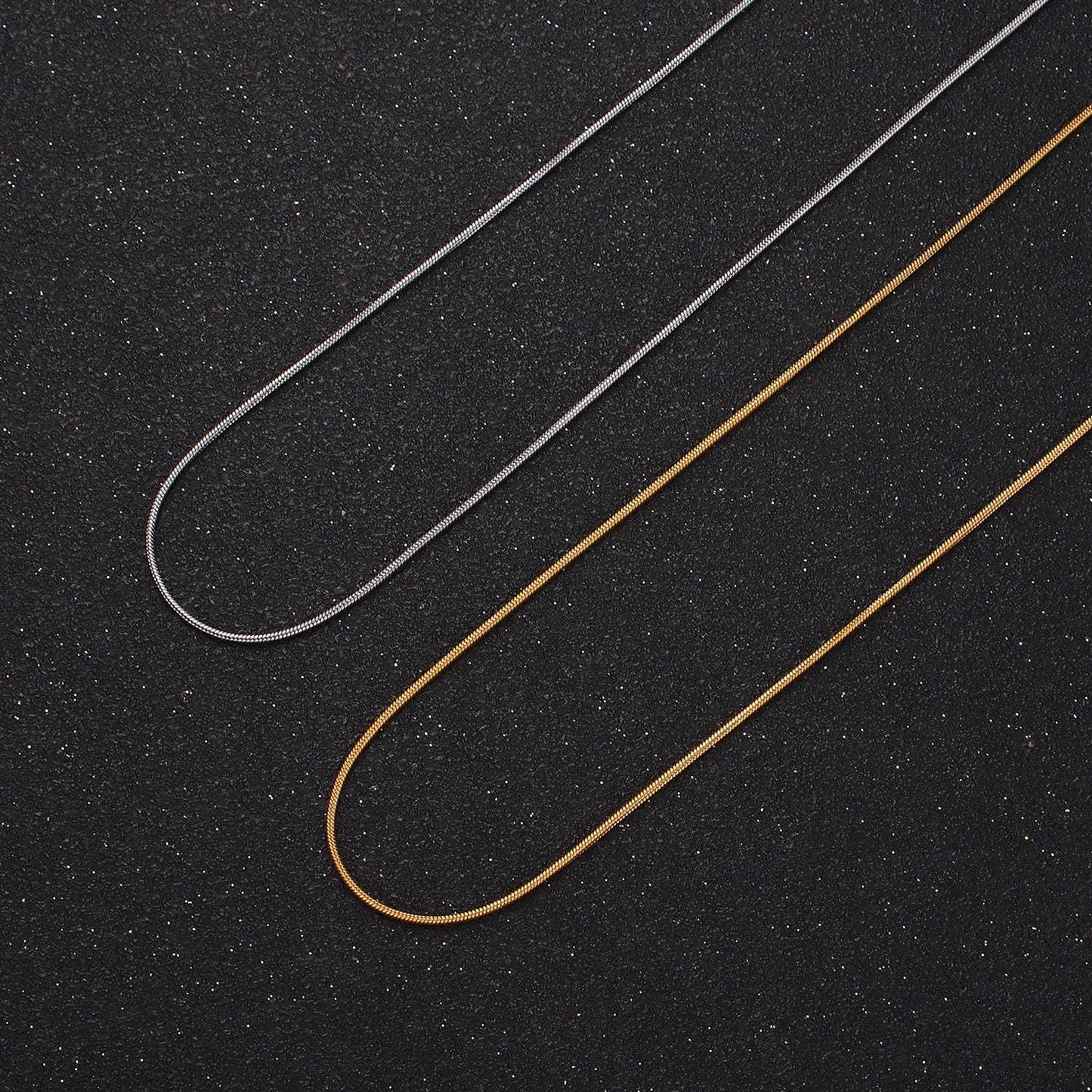 Dainty gold stainless steel 1mm snake herringbone 18 inch layering chain necklace | wa-2486