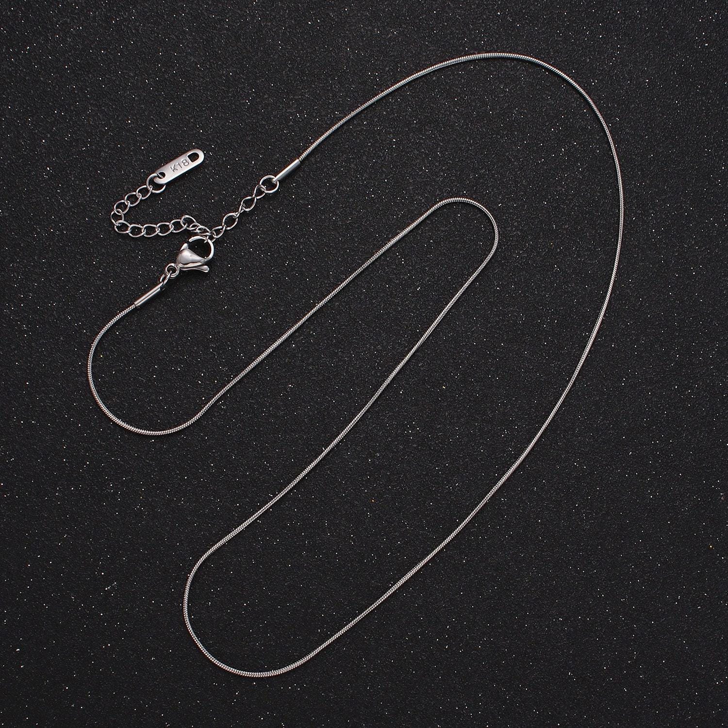 Dainty gold stainless steel 1mm snake herringbone 18 inch layering chain necklace | wa-2486