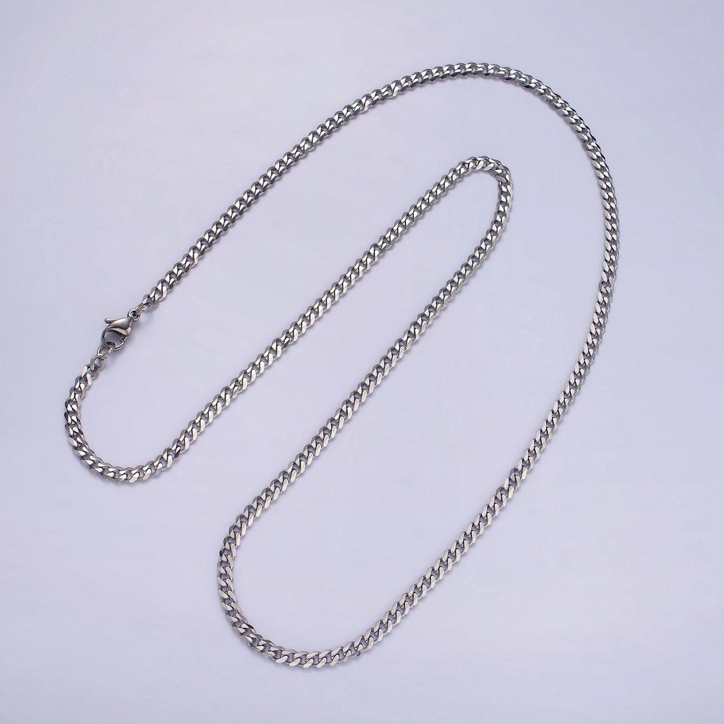 Stainless steel 3.4 mm curb chain | silver curb necklace | steel curb chain | men's stainless steel chain | tarnish resistant wa2147~wa2150